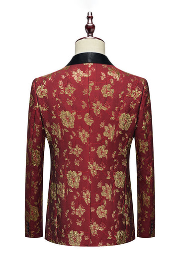 Red Jacquard Shawl Lapel 3 stykker menns dresser